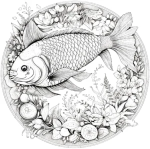 malvorlage-fisch-und-blumen-umgebung