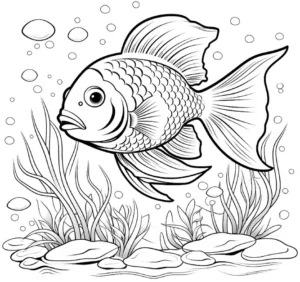 malvorlage-fisch-unterwasser-mit-pflanzen-und-blasen