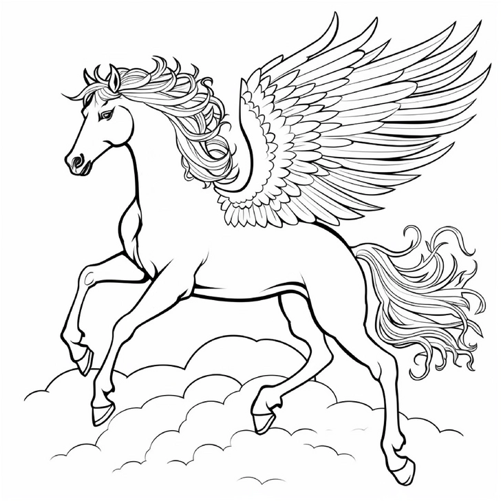 malvorlage-fliegendes-pferd-mit-fluegeln