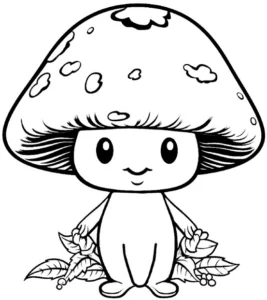 malvorlage-fliegenpilz-umgeben-von-pflanzen