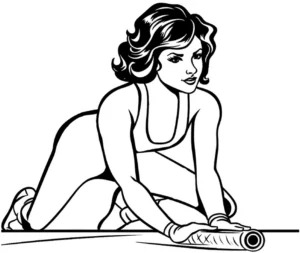 malvorlage-frau-auf-yogamatte-mit-trainingsgeraet