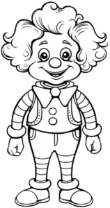 malvorlage-froehlicher-clown-mit-buntem-outfit