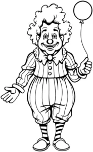 malvorlage-froehlicher-clown-mit-luftballon