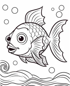 malvorlage-froehlicher-fisch-mit-wellen-und-blasen