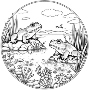 malvorlage-froesche-am-teich-und-natur