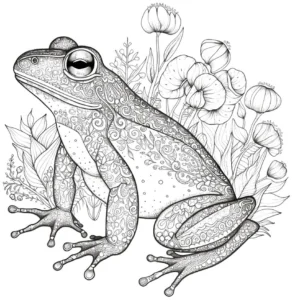 malvorlage-frosch-und-blumen-umgebung