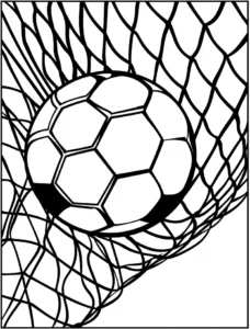 malvorlage-fussball-im-netz-fuer-kinder