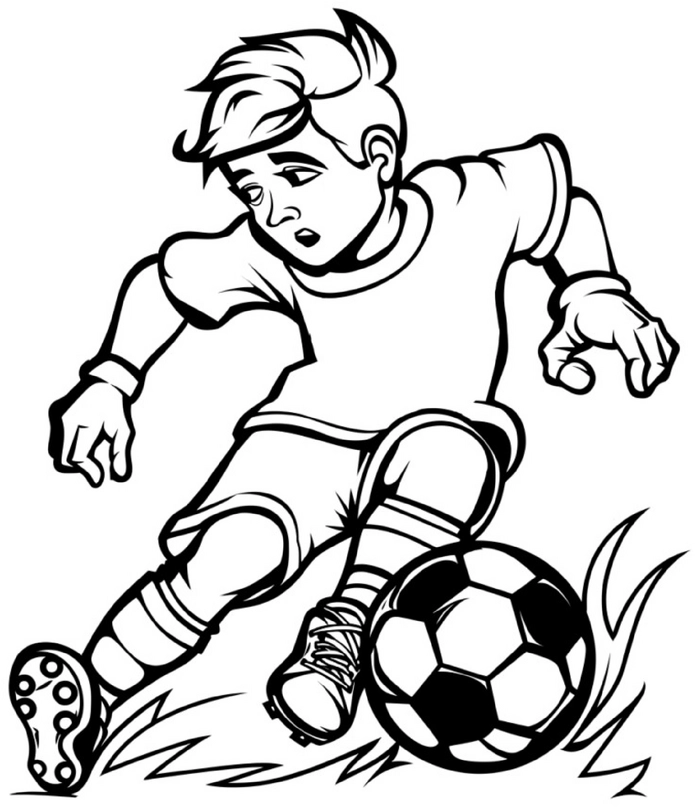 malvorlage-fussballspieler-in-aktion