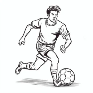 malvorlage-fussballspieler-in-bewegung