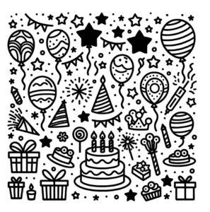 malvorlage-geburtstag-bunte-ballons-geschenke