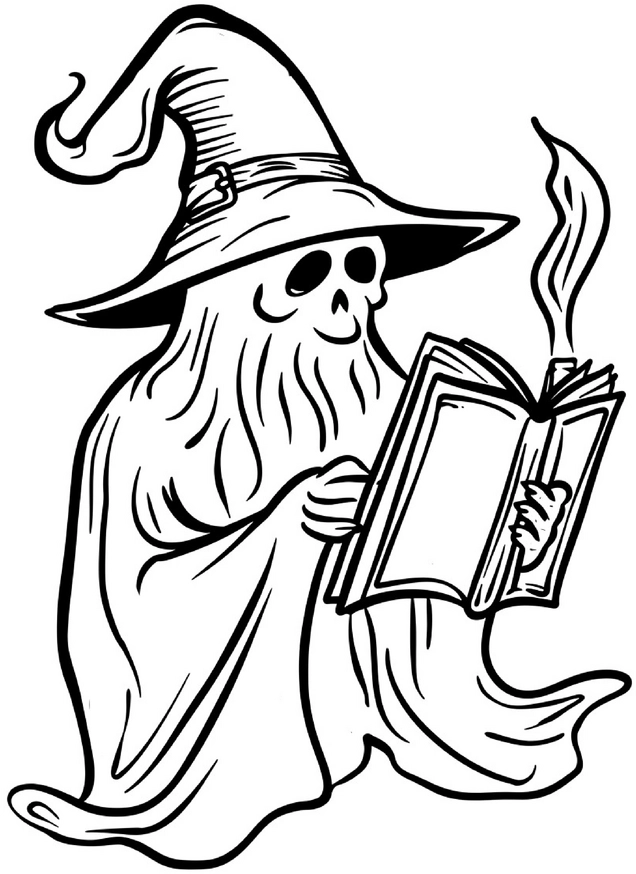 malvorlage-geist-mit-buch-und-rauchwolke