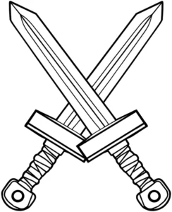 malvorlage-gekreuzte-schwerter-zum-ausmalen