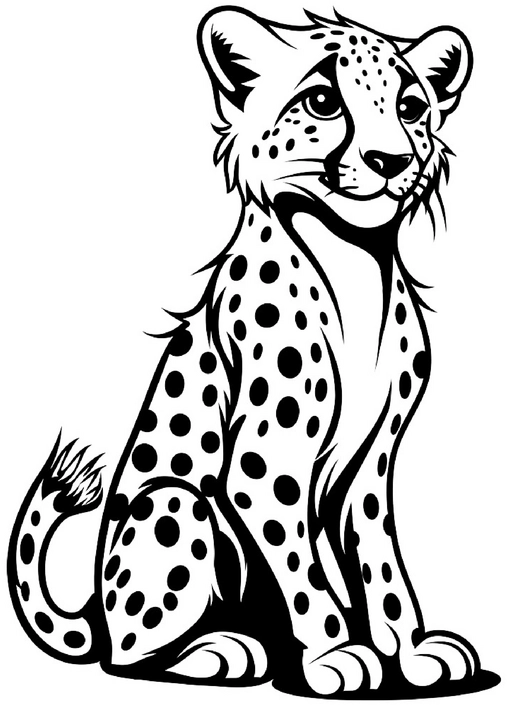 malvorlage-gepard-mit-punkten-und-eleganter-haltung