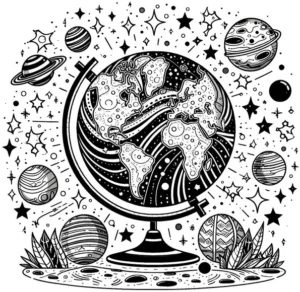malvorlage-globus-und-weltall