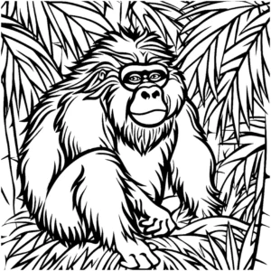malvorlage-gorilla-im-dschungel