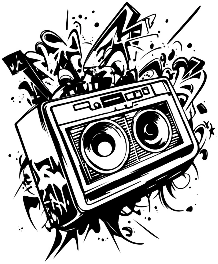 malvorlage-graffiti-radio-ausmalbild