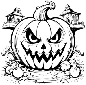 malvorlage-gruselige-jack-o-lantern-mit-tuern
