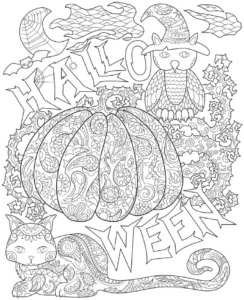malvorlage-halloween-kuerbis-eule-katze