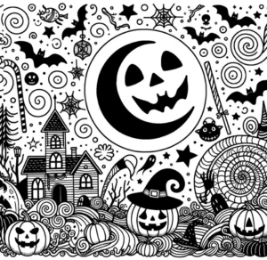 malvorlage-halloween-kuerbis-mond-fledermaeuse