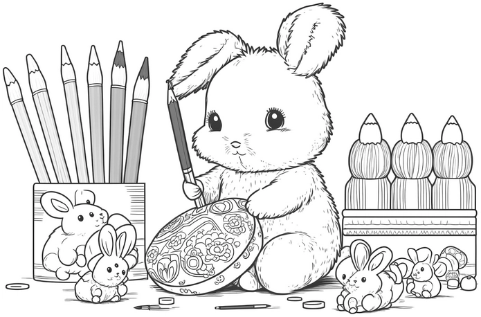 malvorlage-hase-bemalt-eier-mit-bunten-stiften
