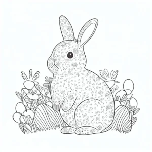 malvorlage-hase-in-blumenlandschaft-mit-mustern