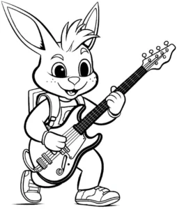 malvorlage-hase-spielend-mit-gitarre