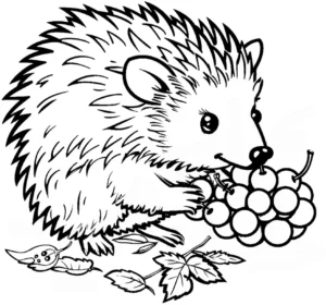 malvorlage-igel-trauben-naschen