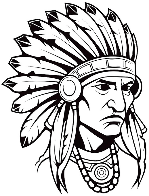 malvorlage-indianer-mit-federschmuck