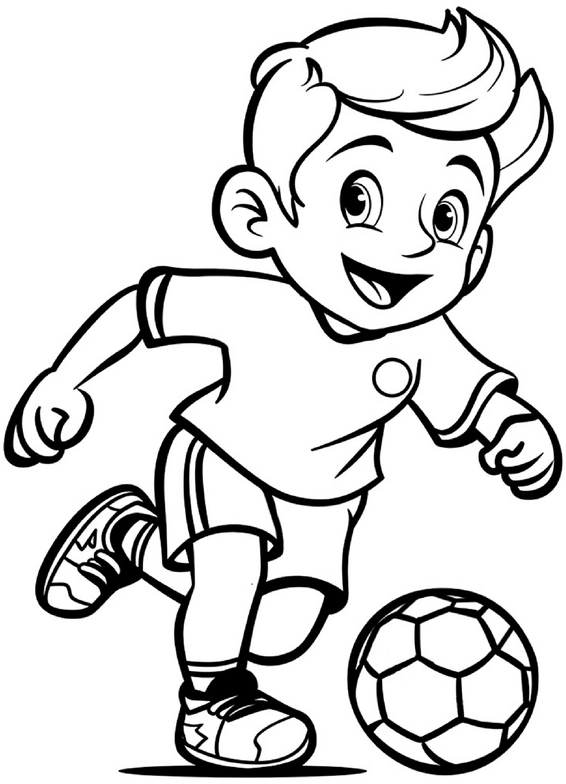 malvorlage-junge-mit-fussball-ausmalen