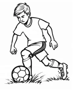 malvorlage-junger-fussballspieler-in-aktion