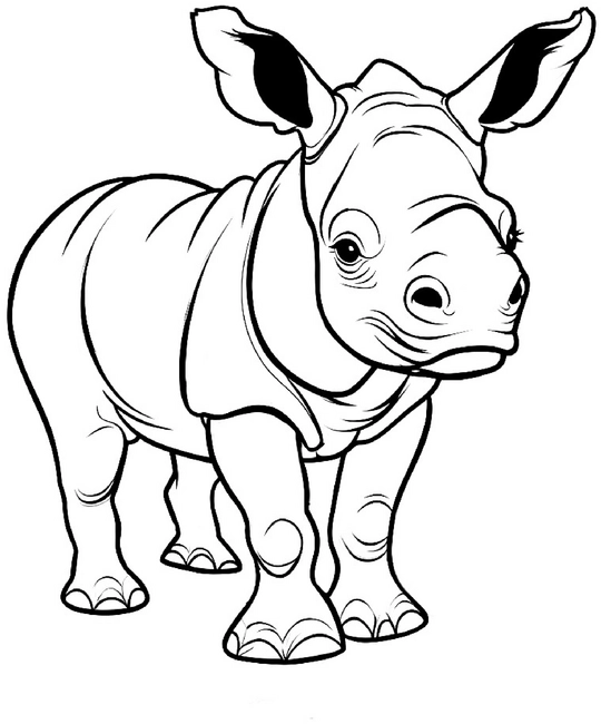 malvorlage-junges-nashorn-ausmalbild