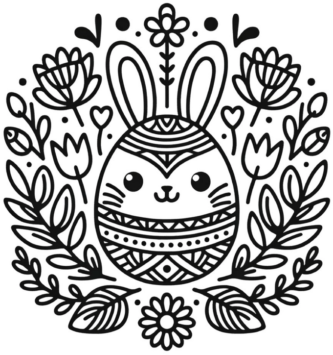 malvorlage-kaninchen-blumen-ostern