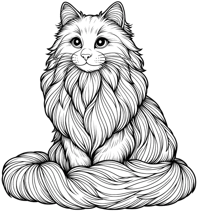malvorlage-katze-flauschiges-fell-grosse-augen
