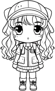 malvorlage-kawaii-anime-maedchen-sportliches-outfit