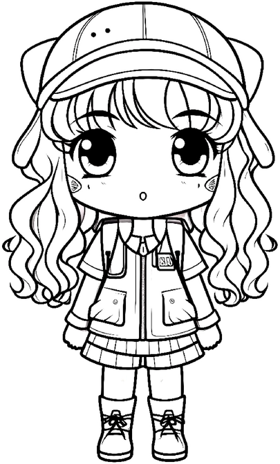 malvorlage-kawaii-anime-maedchen-sportliches-outfit