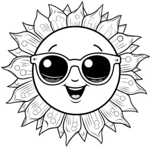 malvorlage-kichernde-sonne-und-blumen