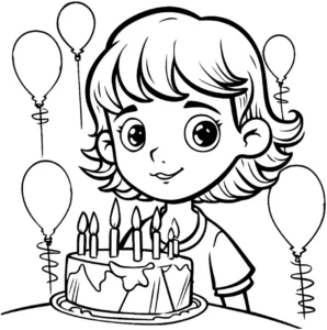 malvorlage-kind-mit-geburtstagstorte-und-luftballons