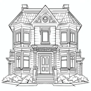 malvorlage-klassisches-haus-mit-detail-reicher-architektur
