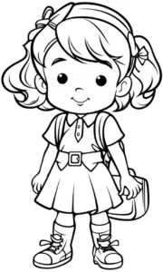 malvorlage-kleines-maedchen-mit-rucksack-und-schulkleidung
