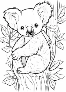 malvorlage-koala-im-baum-mit-eukalyptusblaettern
