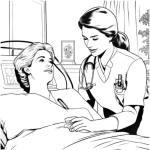 malvorlage-krankenschwester-und-patient-im-krankenhaus