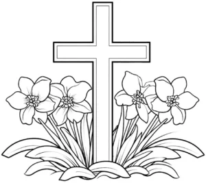 malvorlage-kreuz-mit-blumen-ausmalbild