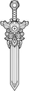 malvorlage-kunstvolles-schwert-mit-geometrischen-mustern