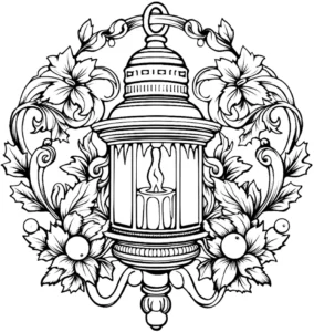 malvorlage-laterne-blumenrahmen