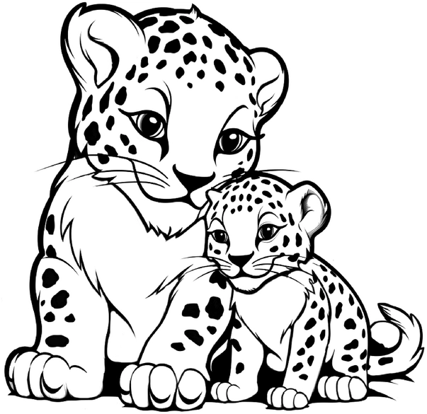 malvorlage-leopard-und-jungtier