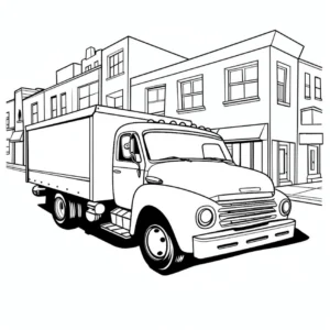 malvorlage-lkw-in-der-stadt-fuer-kreative-kinder