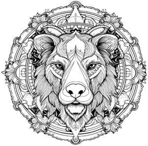 malvorlage-loewenkopf-im-mandala-stil