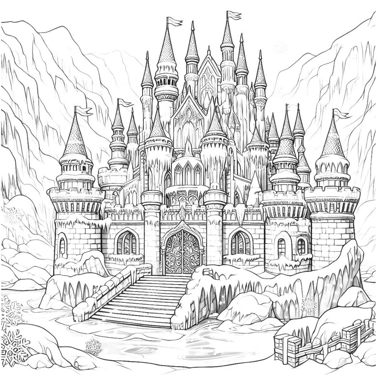 malvorlage-majestaetisches-schloss-in-winterlandschaft