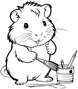 malvorlage-meerschweinchen-mit-pinsel-und-farben