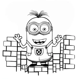 malvorlage-minion-auf-mauer-zum-ausmalen